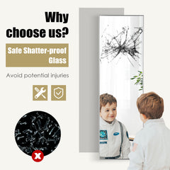 120 x 37 cm Full Length Wall Hanging Mirror with Adjustable Hook-Silver