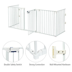 5 Panel Baby Safety Playpen Fireplace Barrier Gate Room Divider-White