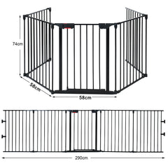 5 Panel Baby Safety Playpen Fireplace Barrier Gate Room Divider-Black