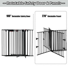 5 Panel Baby Safety Playpen Fireplace Barrier Gate Room Divider-Black