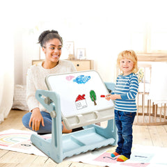 Children's Art Easel / Table and Chair Set with Ample Storage Space-Blue