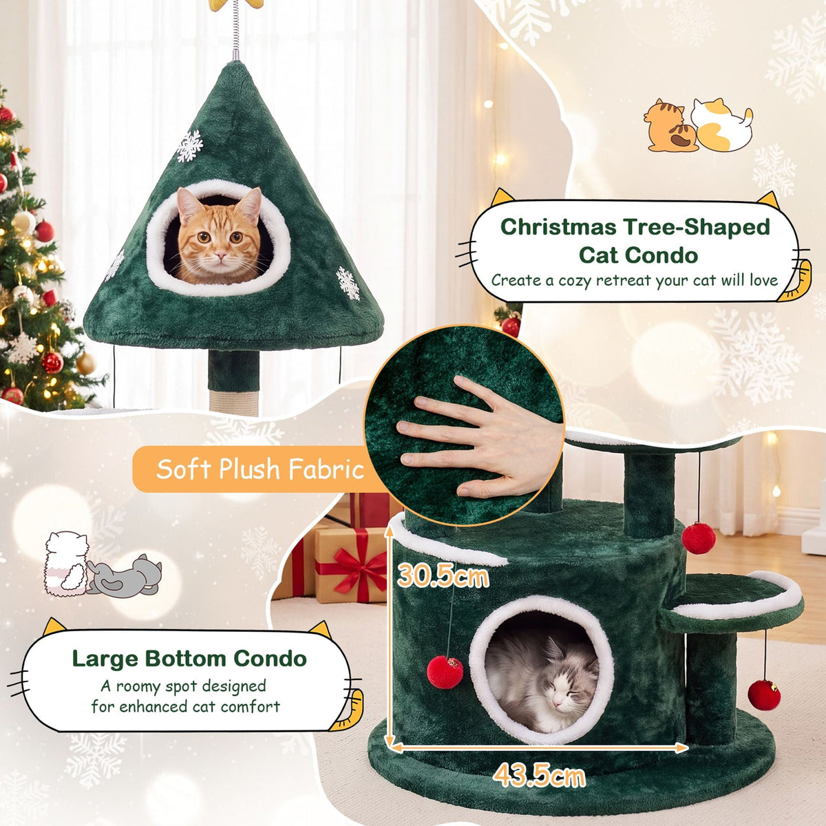 127 cm Christmas Cat Tree in Green, image 7