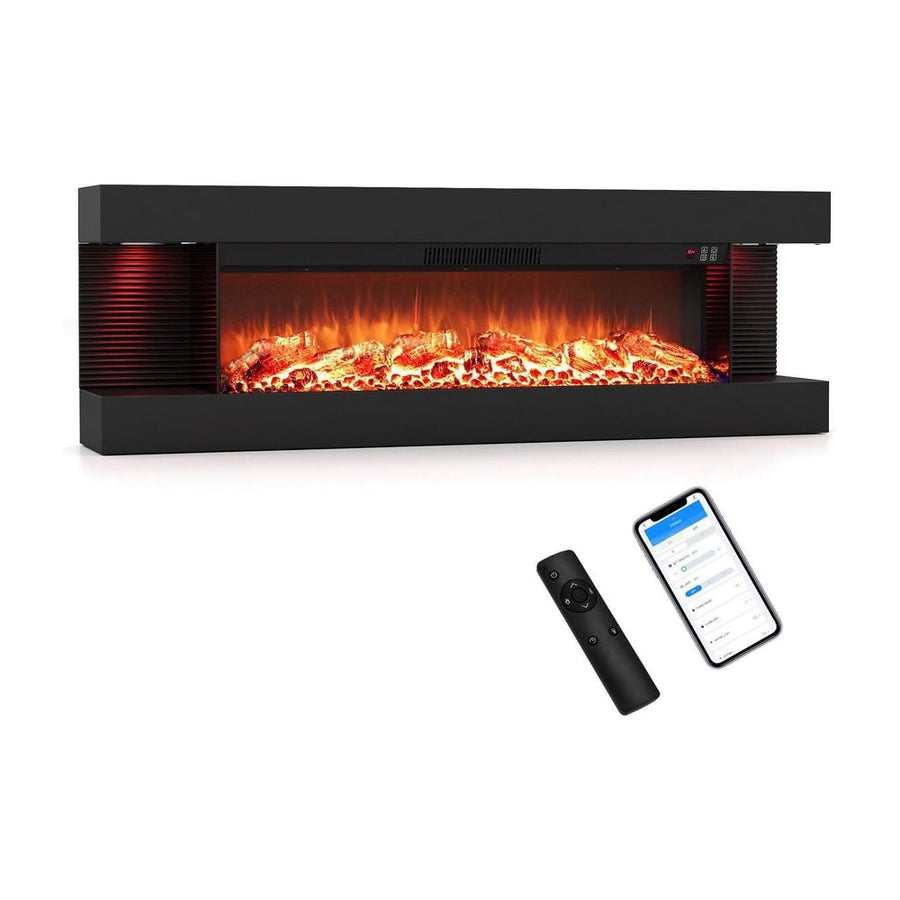 3-Sided Wall Mount Electric Fireplace with 12 Flame Ambient Colors for Indoor-127cm