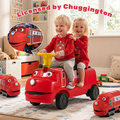 12V 2-Seater Ride on Train Licensed Chuggington with Music and Adjustable Seat-Red