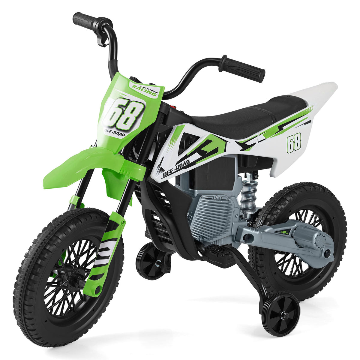 12V Kids Dirt Bike with Twist Throttle Grip Electric Motorcycle with Music-Green