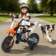 12V Kids Dirt Bike with Twist Throttle Grip Electric Motorcycle with Music-Orange
