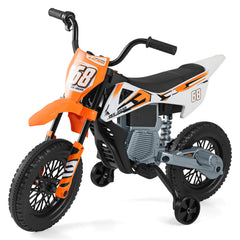 12V Kids Dirt Bike with Twist Throttle Grip Electric Motorcycle with Music-Orange