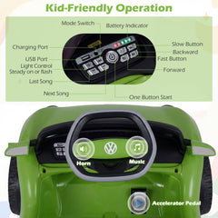 12V Kids Electric Car Licensed Volkswagen with Remote and LED Headlights-Green