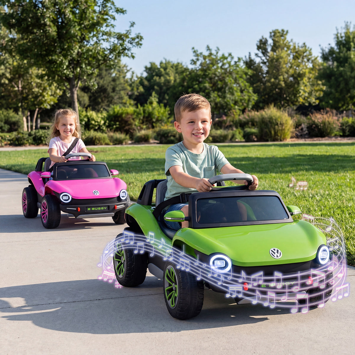 12V Kids Electric Car Licensed Volkswagen with Remote and LED Headlights-Green