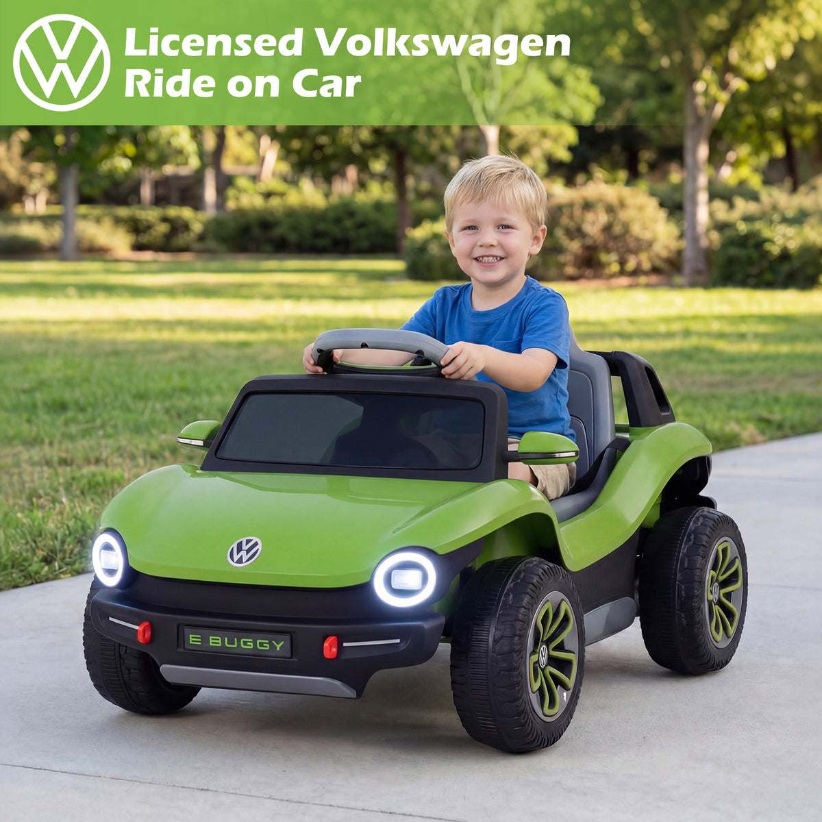 12V Kids Electric Car Licensed Volkswagen with Remote and LED Headlights-Green
