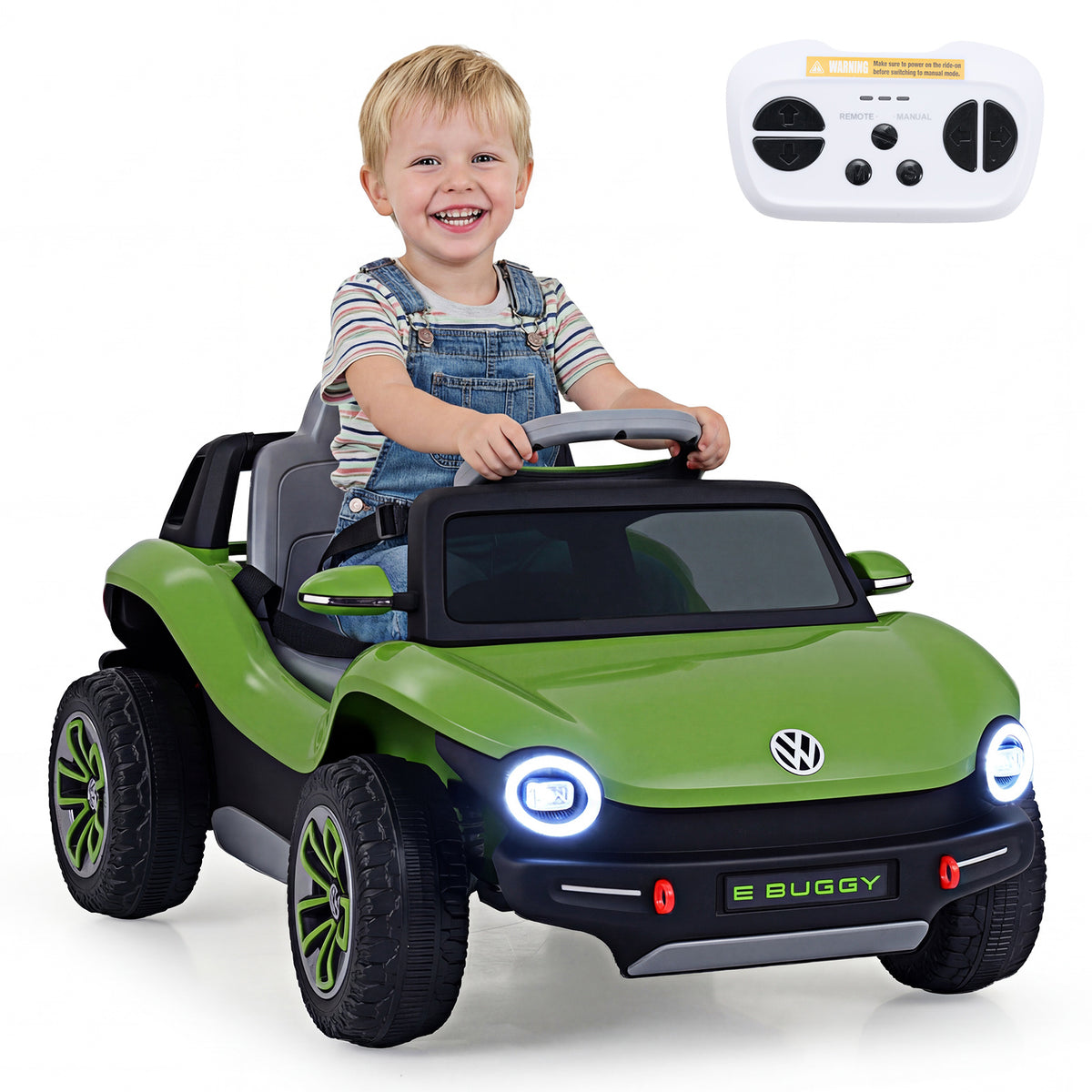 12V Kids Electric Car Licensed Volkswagen with Remote and LED Headlights-Green