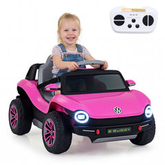 12V Kids Electric Car Licensed Volkswagen with Remote and LED Headlights-Pink
