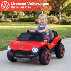 12V Kids Electric Car Licensed Volkswagen with Remote and LED Headlights-Red
