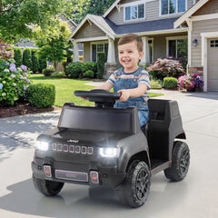 12V Kids Ride On Car Licensed Jeep Electric Vehicle with LED Lights for 18-96 Months-Black