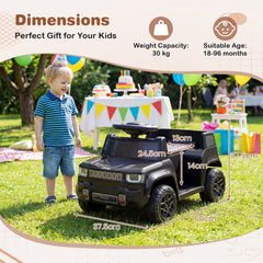 12V Kids Ride On Car Licensed Jeep Electric Vehicle with LED Lights for 18-96 Months-Black