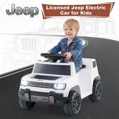 12V Kids Ride On Car Licensed Jeep Electric Vehicle with LED Lights for 18-96 Months-White