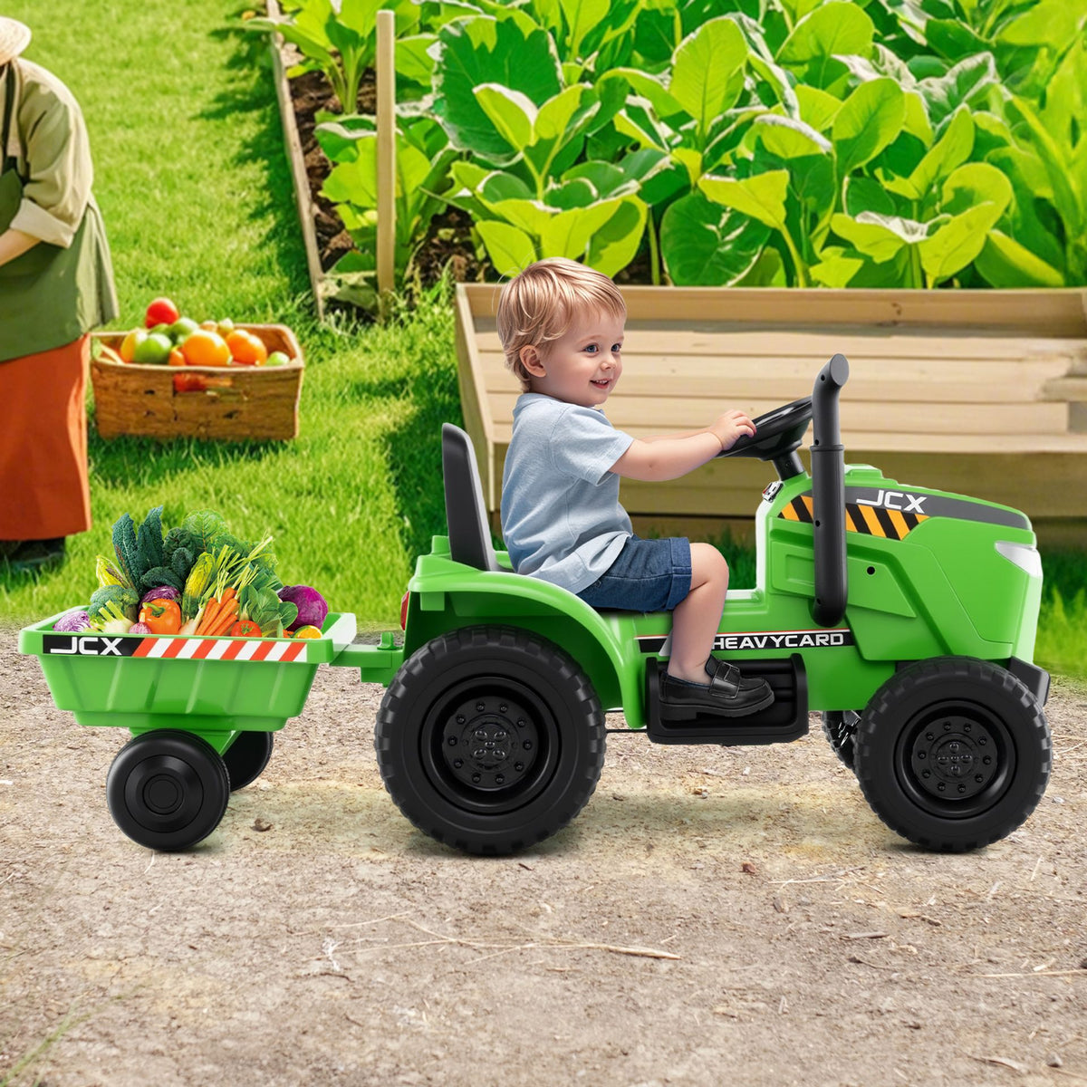 12V Kids Ride On Tractor in Light Green, image 2