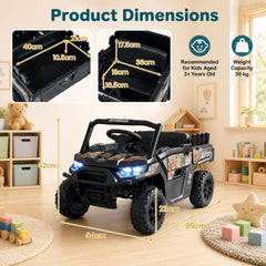 12V Kids Ride on Car with Dual 50W Motors and Remote Control-Black