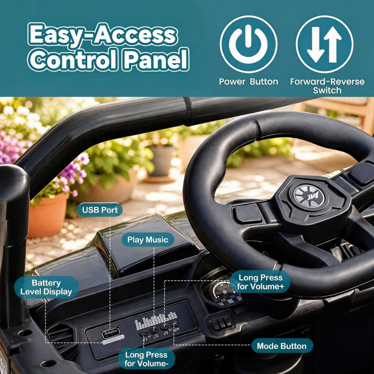 12V Kids Ride on Car with Dual 50W Motors and Remote Control-Black