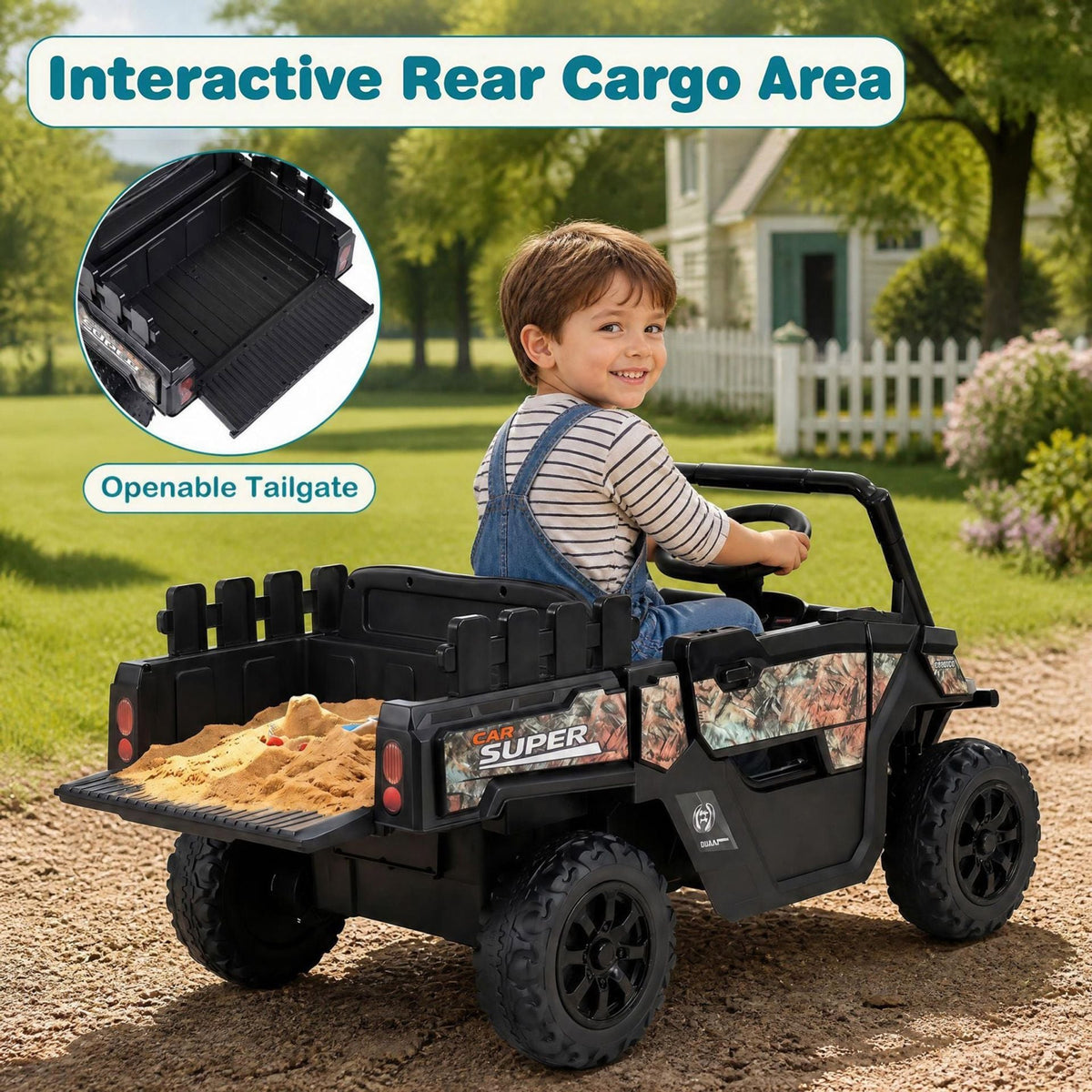 12V Kids Ride on Car with Dual 50W Motors and Remote Control-Black