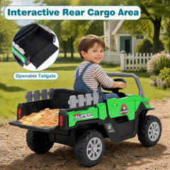 12V Kids Ride on Car with Dual 50W Motors and Remote Control-Green