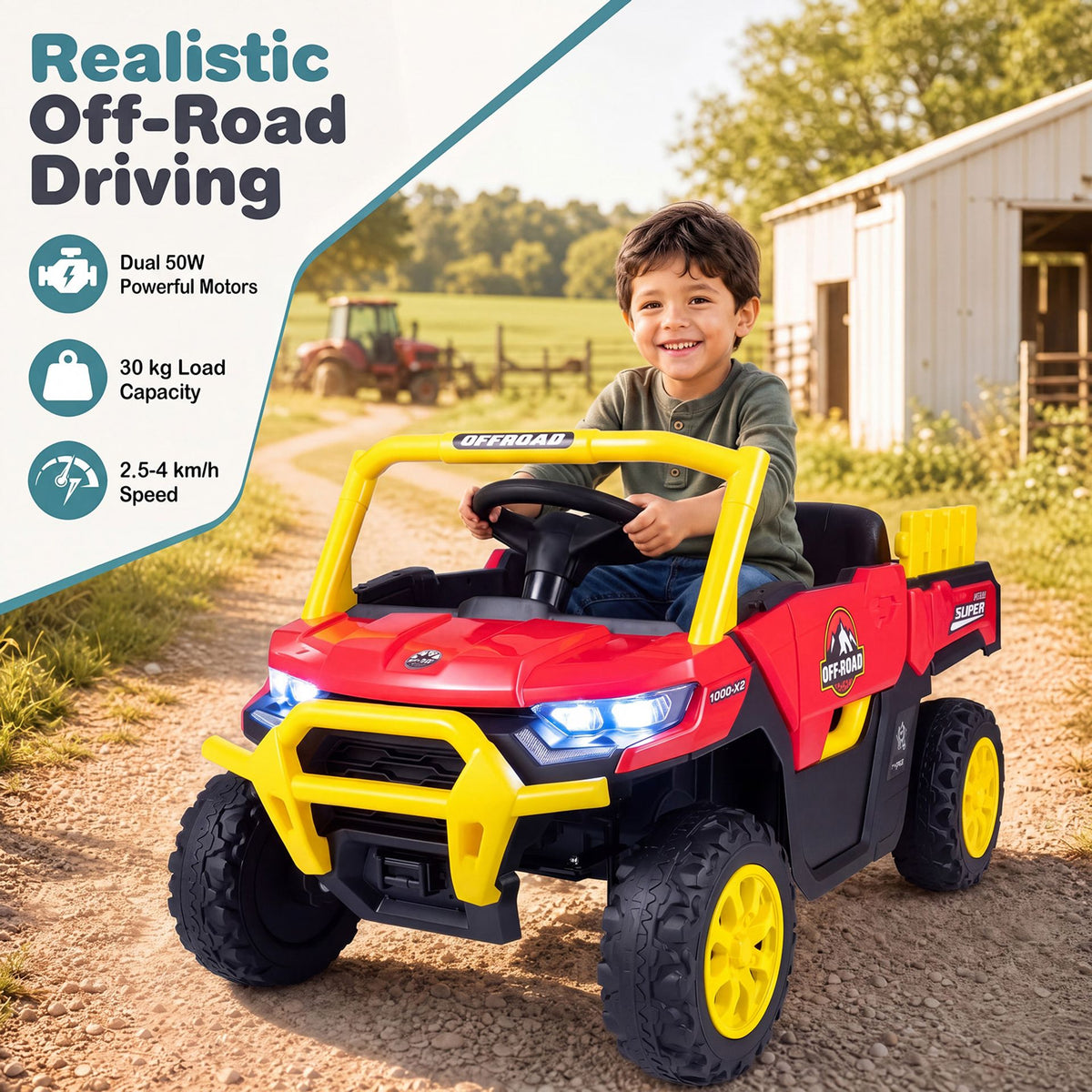 12V Kids Ride on Car with Dual 50W Motors and Remote Control-Red