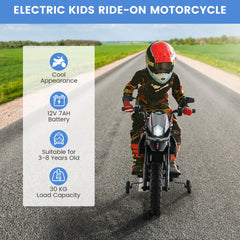12V Battery Powered Toddler Motorbike with Music for 3-8 Years Old Kids-Navy