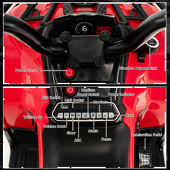 12V Electric Powered Quad Vehicle with Spring Suspension Oversized Wheels and Storage Basket-Red