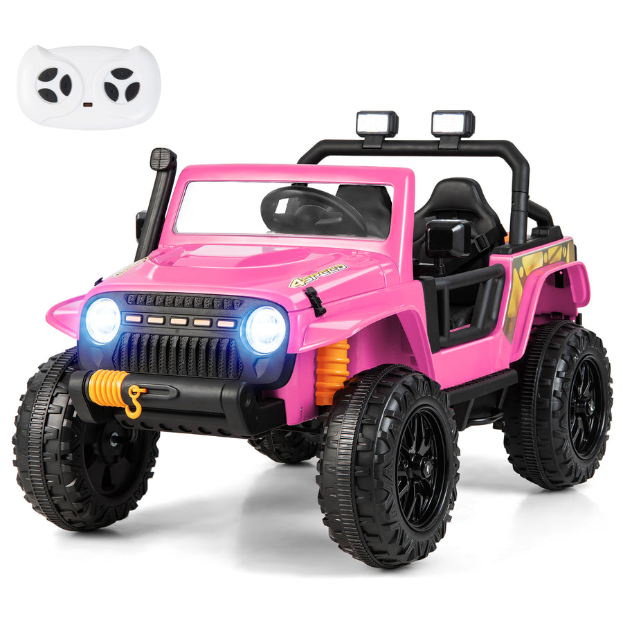 12V Kids Electric Ride on Car with Music and LED Lights-Pink