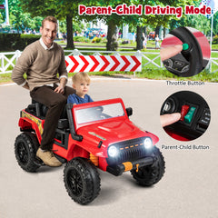 12V Kids Electric Ride on Car with Music and LED Lights-Red