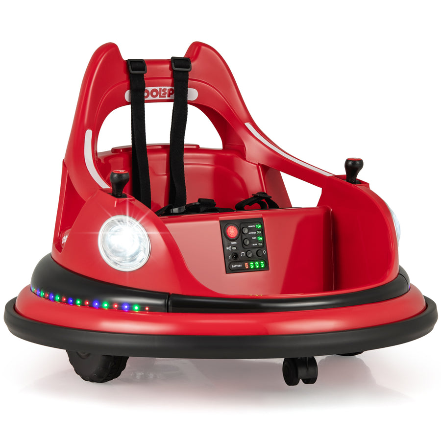 12V Kids Ride On Bumper Car with Dual Joysticks and 5 Light Effects-Red
