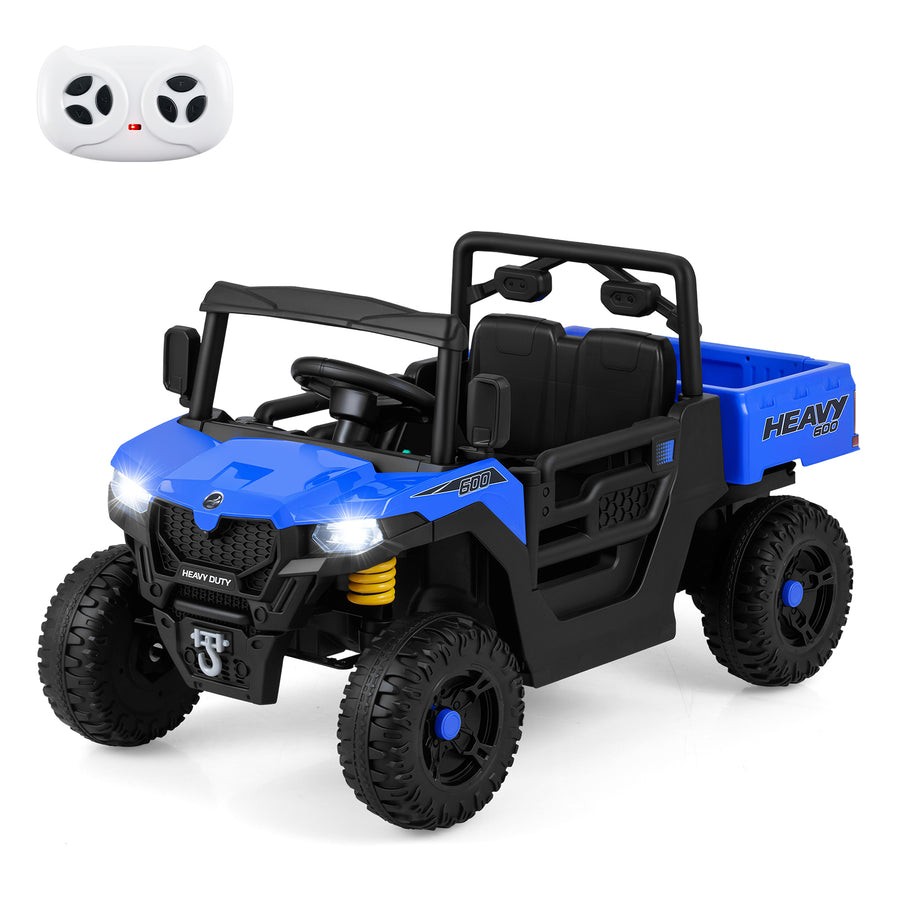 12V Ride on Dump Truck with Electric Dump Bed with Music and Remote Control-Blue