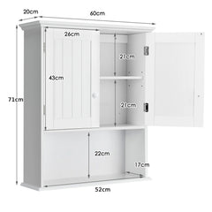 Wall Mounted Bathroom Storage Cabinet with Adjustable Shelf-White