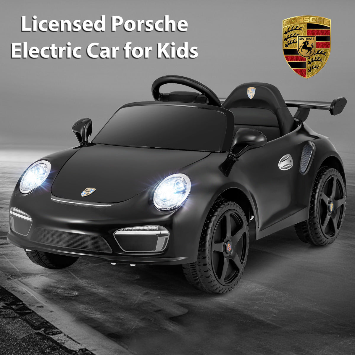 Licensed Porsche Electric Vehicle 12V Kids Ride on Car with Remote Control-Black