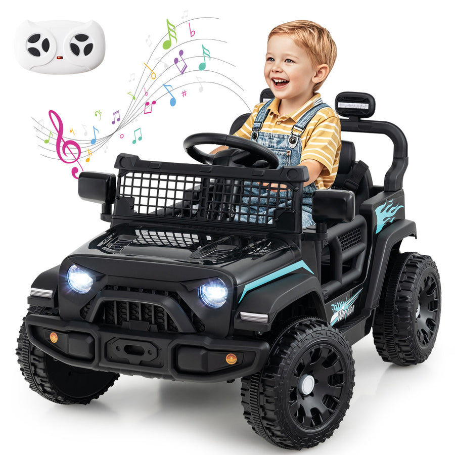 12V Kids Ride on Truck Car with Remote Control for Kid Over 3 Years Old-Black