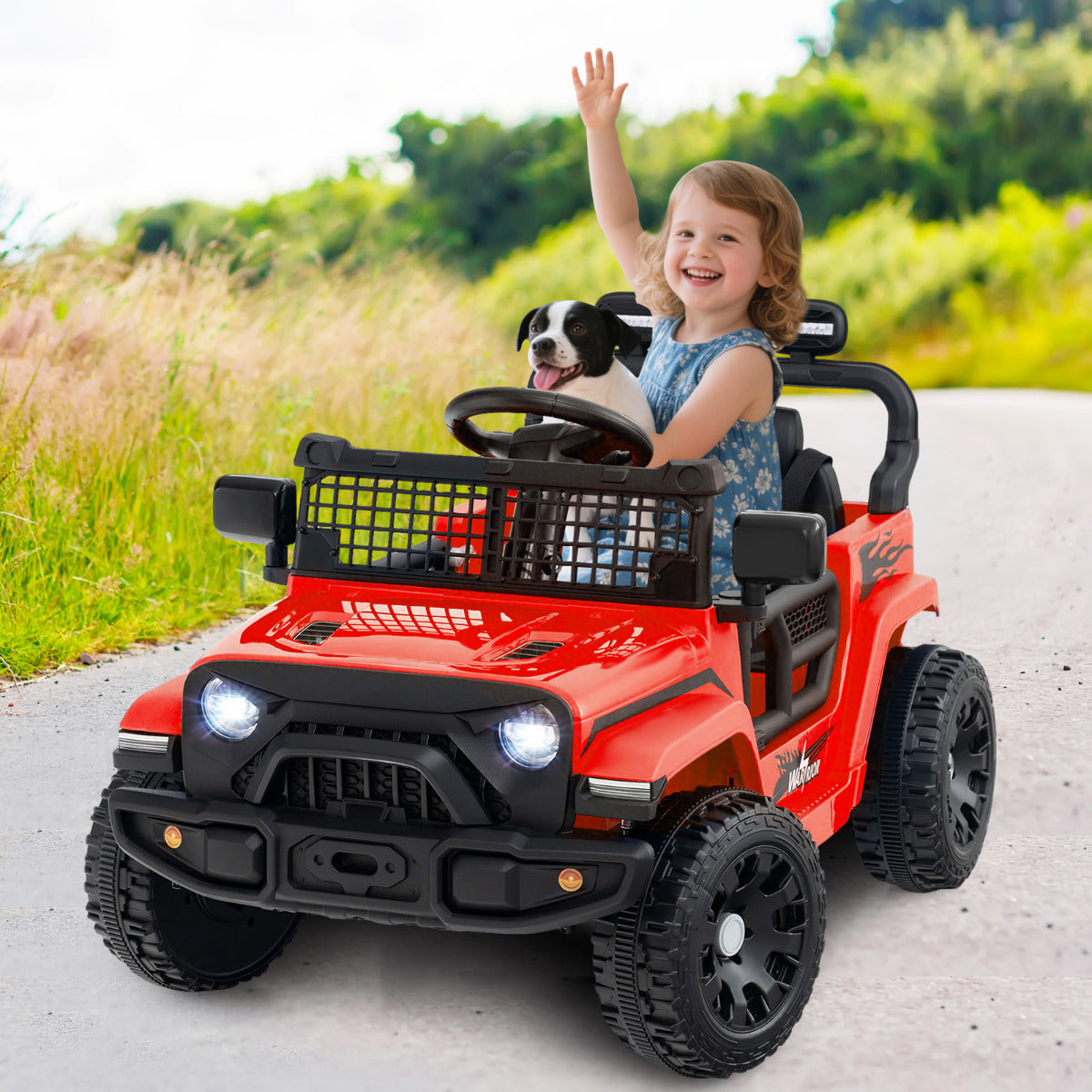 12V Kids Ride on Truck Car with Remote Control for Kid Over 3 Years Old-Red