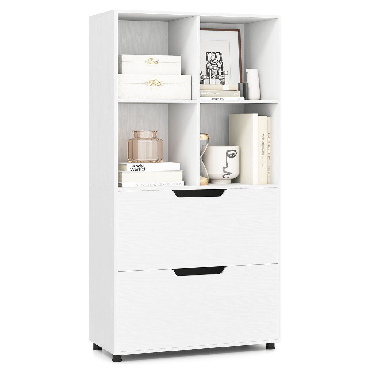 130CM 5-Tier Tall Freestanding Bookshelf for Living Room-White