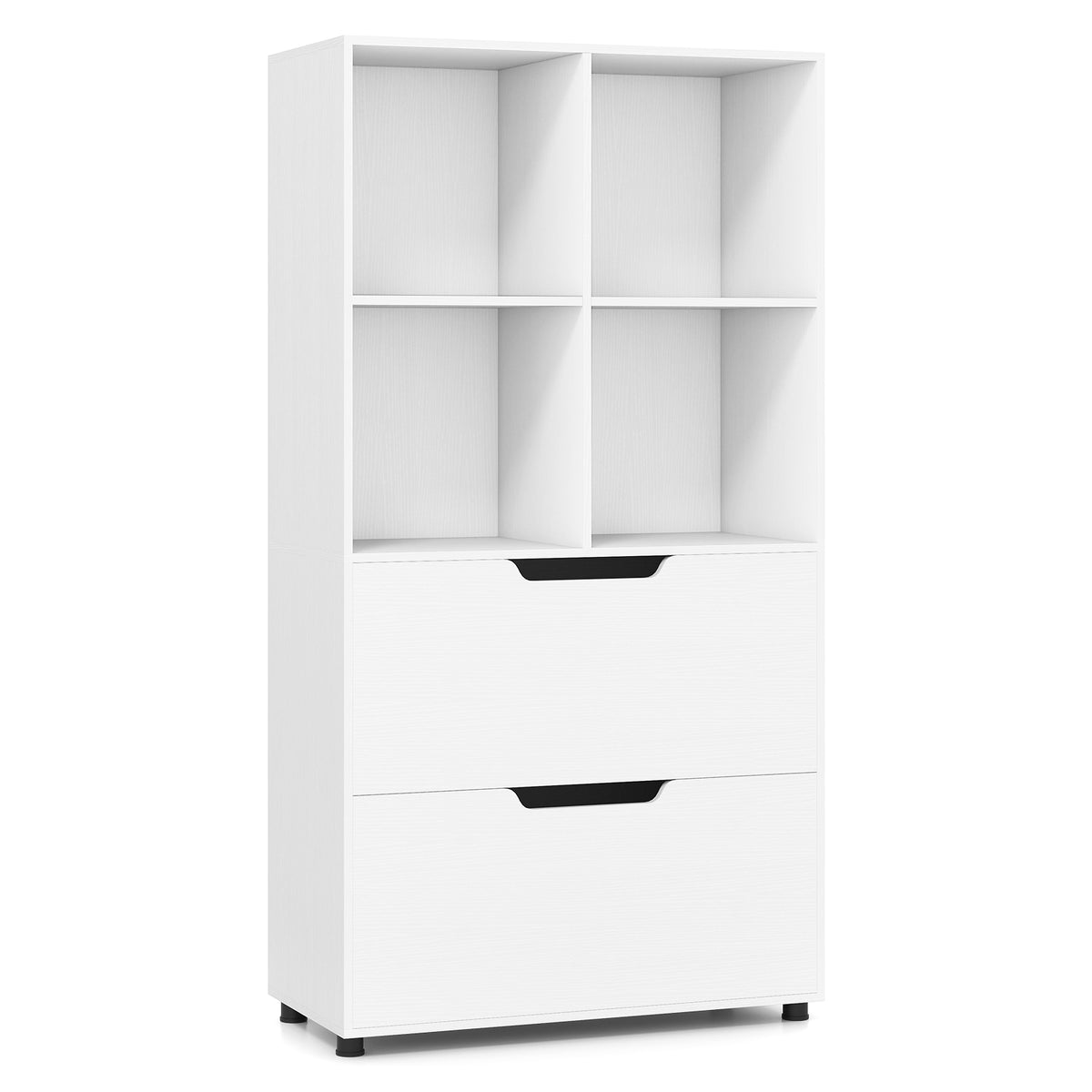 130CM 5-Tier Tall Freestanding Bookshelf for Living Room-White
