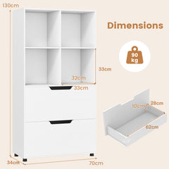 130CM 5-Tier Tall Freestanding Bookshelf for Living Room-White
