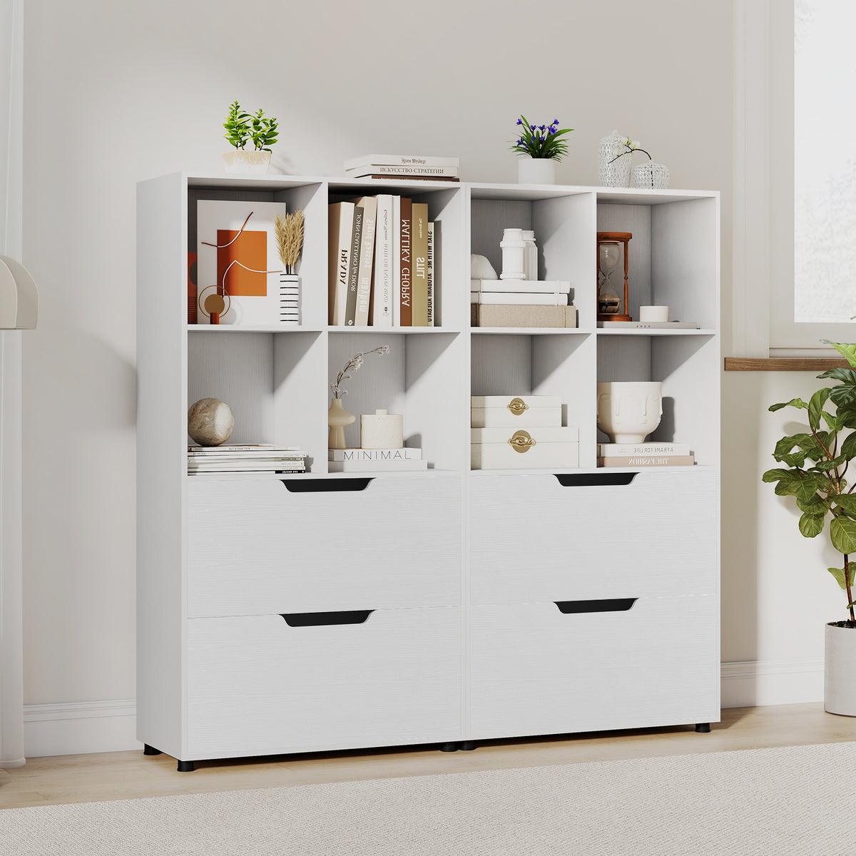 130CM 5-Tier Tall Freestanding Bookshelf for Living Room-White