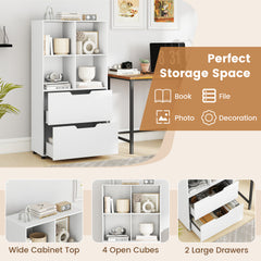 130CM 5-Tier Tall Freestanding Bookshelf for Living Room-White