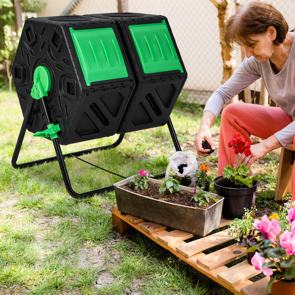 130L Rotating Tumbling Composter with Single Chamber