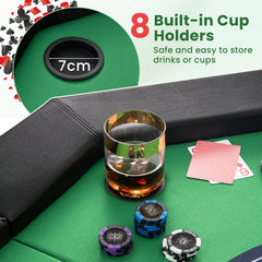 130 cm Foldable Poker Table with Padded Rails and Folding Legs for 8 Players-Green
