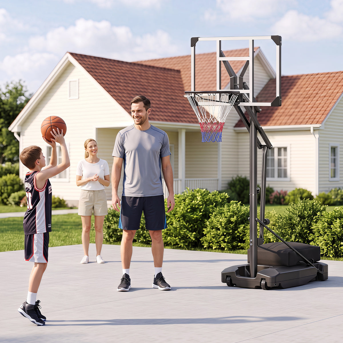 131-263 cm Height Adjustable Basketball Hoop with Weight Bag for Teens