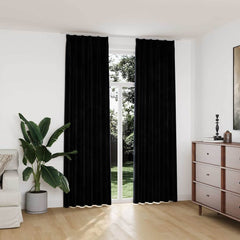 Blackout Curtains 2 pcs with Hooks Velvet Black