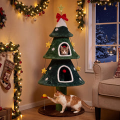 137.5 cm Christmas Cat Tree in Green, image 3