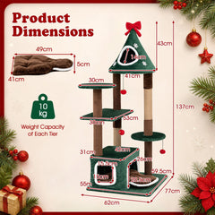 137 cm Christmas Cat Tree in Green, image 5