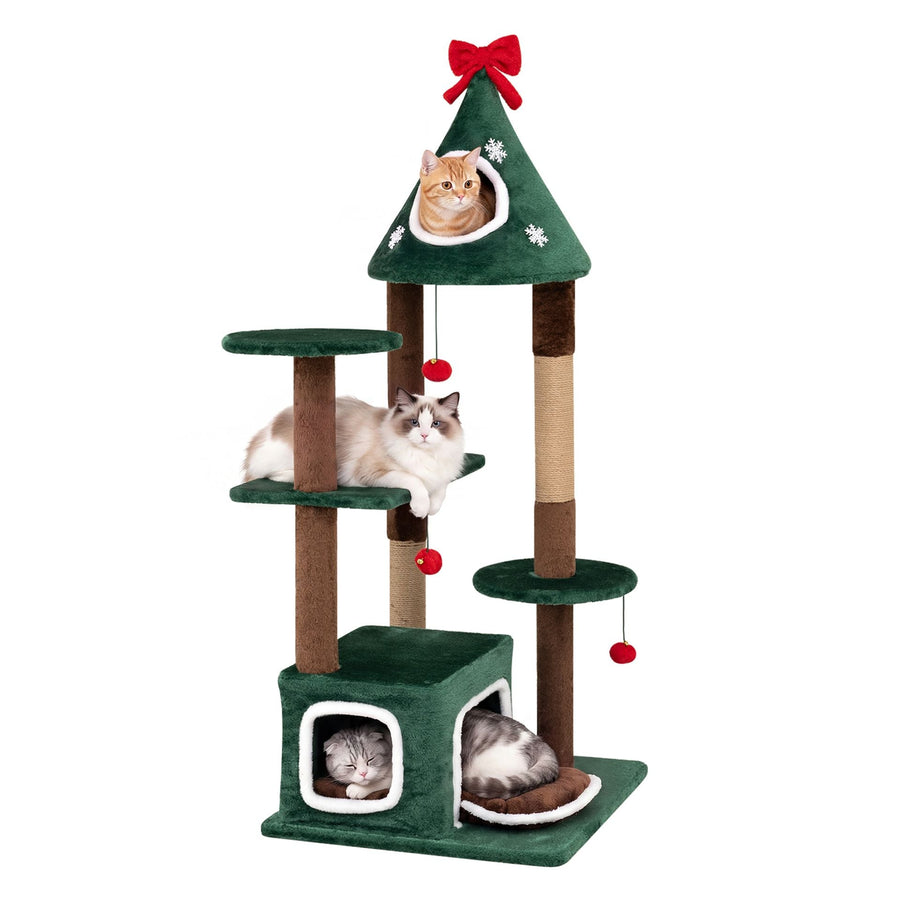 137 cm Christmas Cat Tree in Green