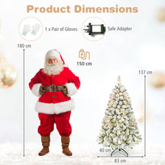 137cm Artificial Snow-Flocked Christmas Tree with Branch Tips and Warm White LED Lights