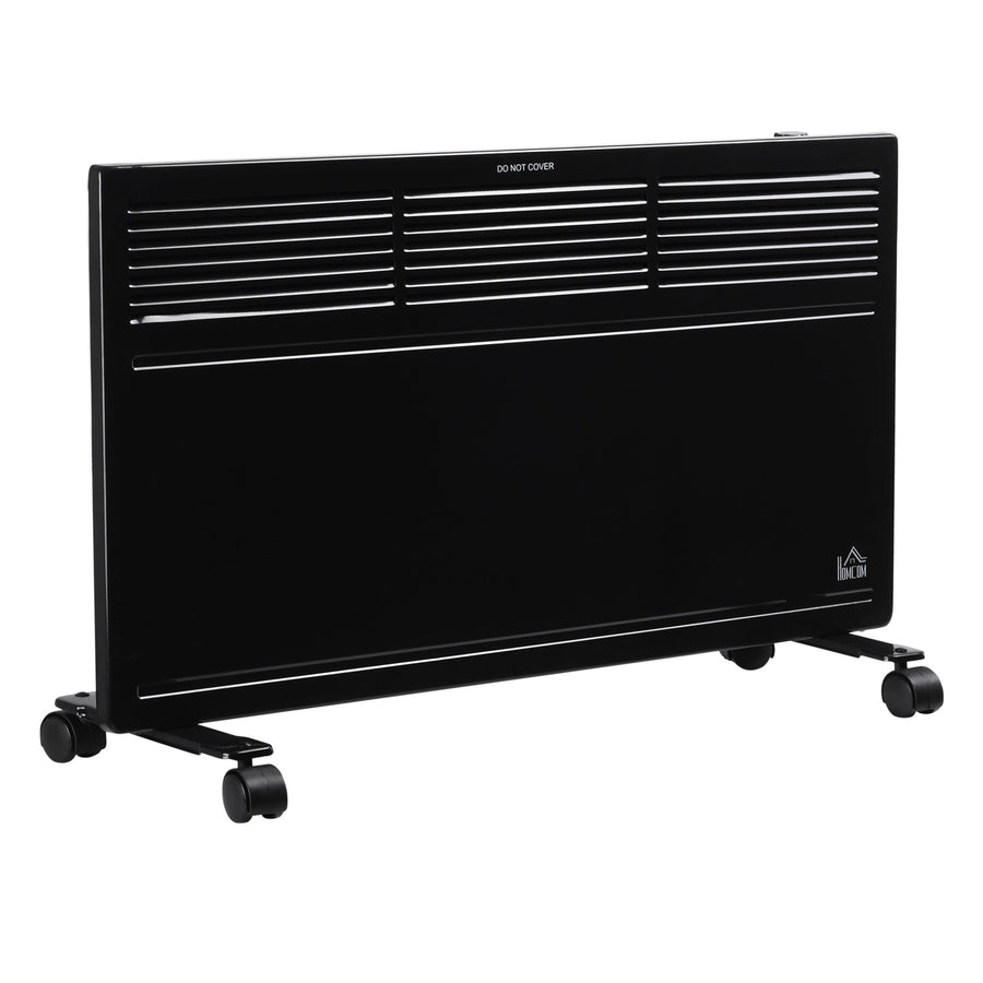HOMCOM POWER Convector Radiator, Energy Saving Freestanding or Wall-mounted Heating with 2 Heat Settings Safety Cut-Off, Black